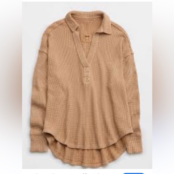 NWT!  Aerie Lumberjane waffle polo sweatshirt, size XXS - Picture 2 of 10